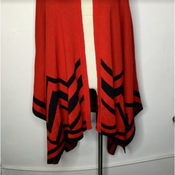 Colette Mordo Poncho Shawl Red/Black Wool Blend One Size Plus Limited Edition - Picture 7 of 12